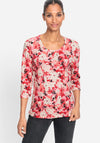 Olsen Edda Floral Print Top, Pink Multi