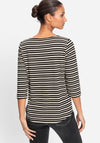 Olsen Henny Textured Striped Top, Black and Cream