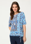 Olsen Geometric Print T-Shirt, Blue Multi