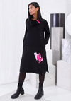 Ora Quilted Trim Midi Shift Dress, Black