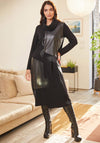 Ora Faux Leather Contrast Dress and Snood, Black