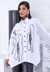 Ora Contrast Print Shirt, White