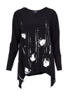 Ora Drawstring Hem Splash Print Top, Black