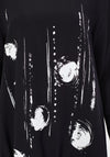 Ora Drawstring Hem Splash Print Top, Black