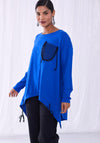 Ora Relaxed Drawstring Hem Long Top, Royal Blue
