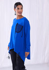 Ora Relaxed Drawstring Hem Long Top, Royal Blue