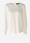 Oui Satin Feel Bateaux Blouse, Off White Taupe