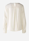 Oui Satin Feel Bateaux Blouse, Off White Taupe