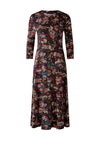 OUI Leaf Print A-Line Jersey Midi Dress, Multi