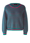 OUI Narrow Stripe Knit Jumper, Green & Pink