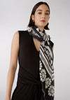 Oui Floral Fray Trim Scarf, Black