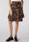 Oui Leaf Print Tiered Mini Skirt, Multi