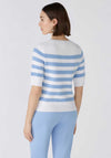 Oui Striped Short Sleeve Jumper, Light Blue & White