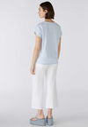 Oui Striped Palm Tree T-Shirt, Light Blue & White