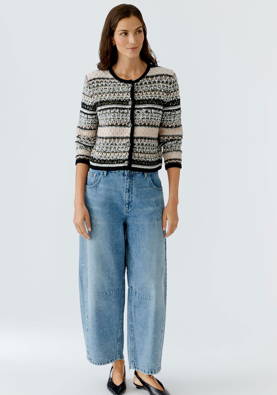 Oui Sequin Embellished Knit Cardigan, Multi-Coloured