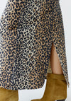 Oui Leopard Denim Maxi Skirt, Brown