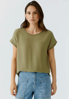 Oui Ayono Contrast Jersey Back Top, Green