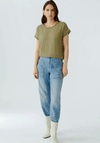 Oui Ayono Contrast Jersey Back Top, Green