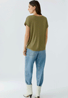 Oui Ayono Contrast Jersey Back Top, Green