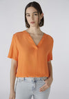 Oui V Neck Top, Vermillion Orange