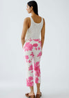 Oui Floral Print Slim Leg Pull on Trousers, Pink