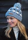Pachamama Sheep Merino Roll Back Bobble Beanie, Blue