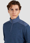 Paul & Shark Cool Touch Wool Half Zip Sweater, Vintage Blue
