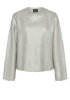 Pieces Roi Round Neck Metallic Jumper, Light Gold