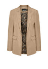 Pieces Bozzy Leopard Lined Blazer, Silver Mink