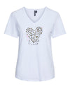 Pieces Suma V-Neck Print T-Shirt, Bright Whit