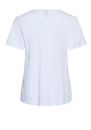 Pieces Suma V-Neck Print T-Shirt, Bright Whit