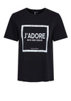 Pieces Saggi Text Print T-Shirt, Black