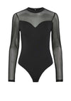 Pieces Milly Mesh Sleeve Bodysuit, Black