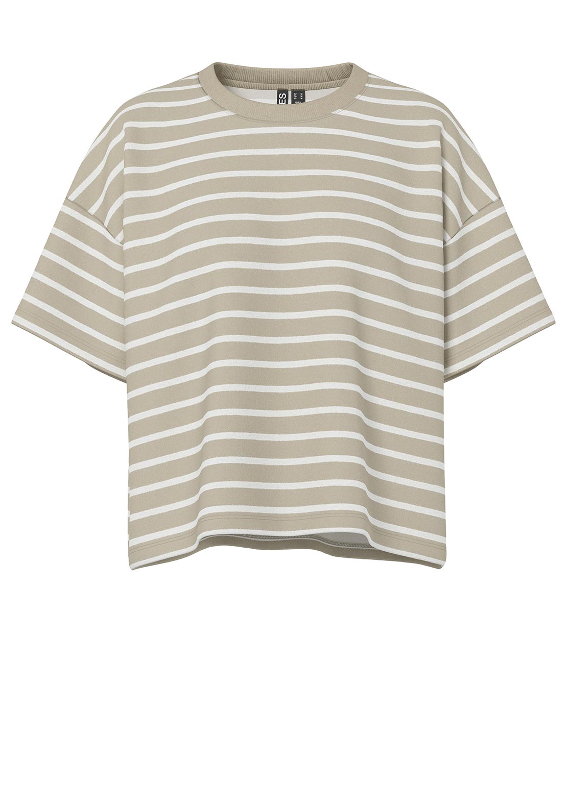 Pieces Chilli Striped T Shirt, Beige and White