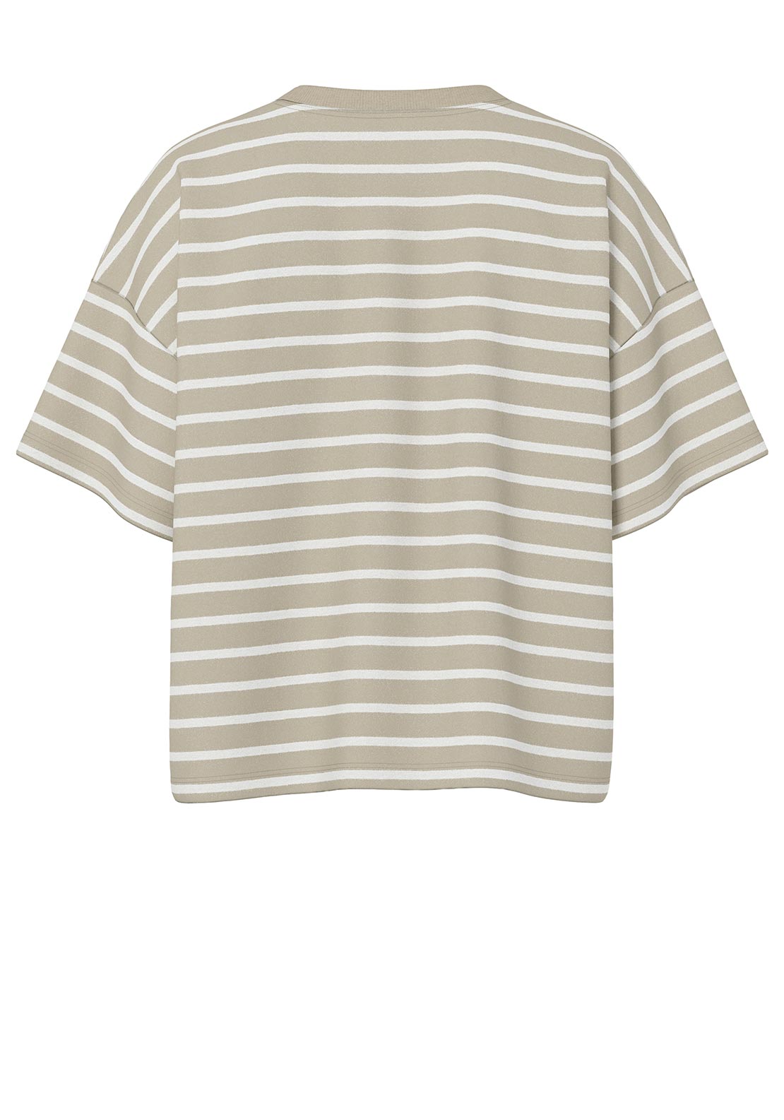 Pieces Chilli Striped T Shirt, Beige and White