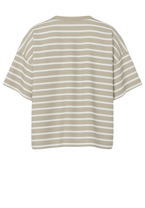 Pieces Chilli Striped T Shirt, Beige and White