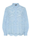 Pieces Vilde Broderie Anglaise Shirt, Cashmere Blue