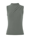 Pieces Madison Draped High Neck Top, Green