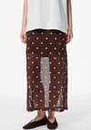 Pieces Dorthea Polka Dot Mesh Skirt, Brown