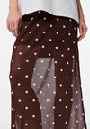 Pieces Dorthea Polka Dot Mesh Skirt, Brown
