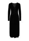 Pieces Natalie Ruched Velvet Maxi Dress, Black