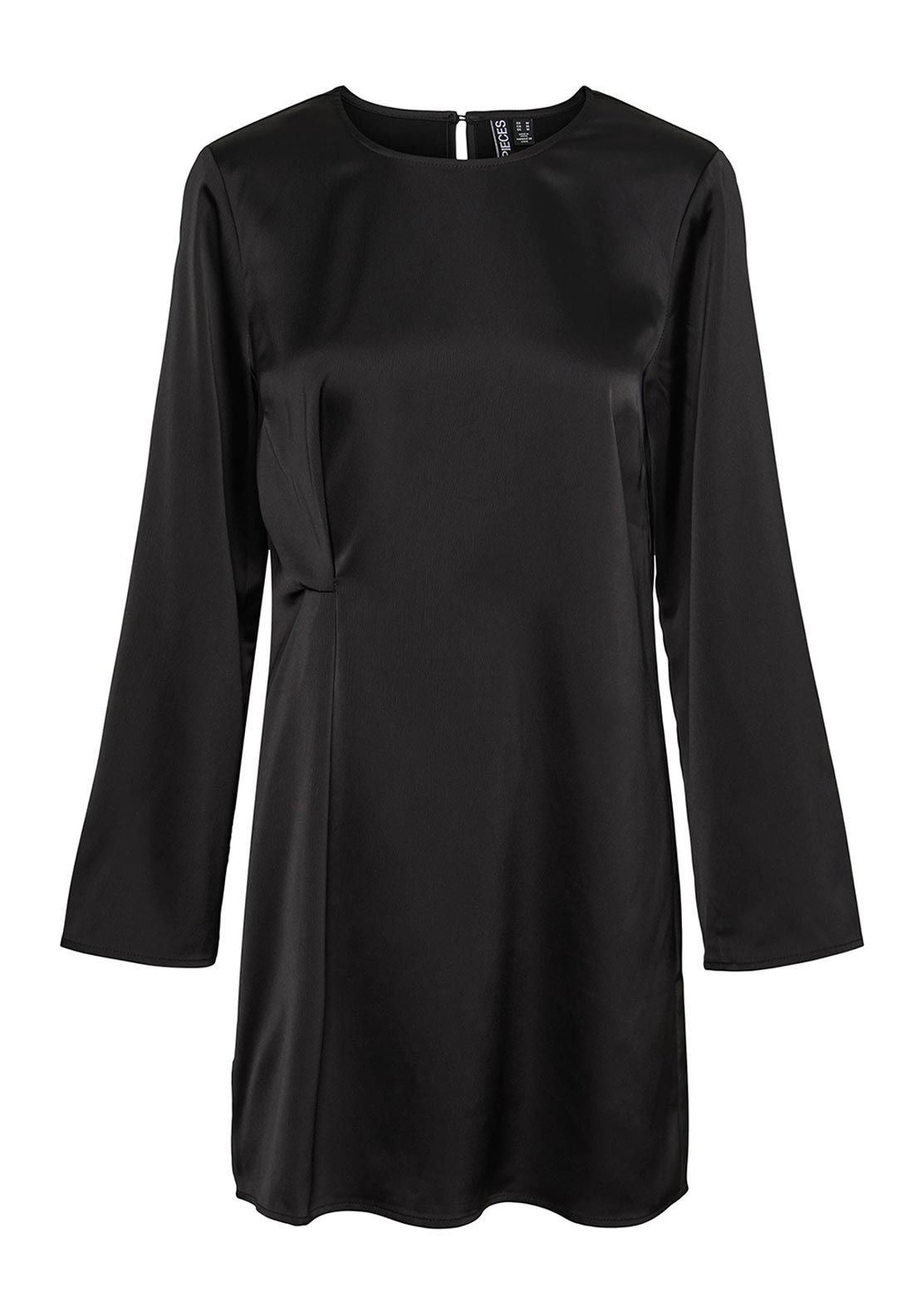 Pieces Norella Ruched Side Mini Satin Dress, Black