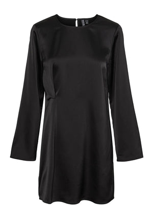 Pieces Norella Ruched Side Mini Satin Dress, Black