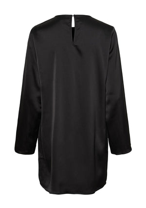 Pieces Norella Ruched Side Mini Satin Dress, Black