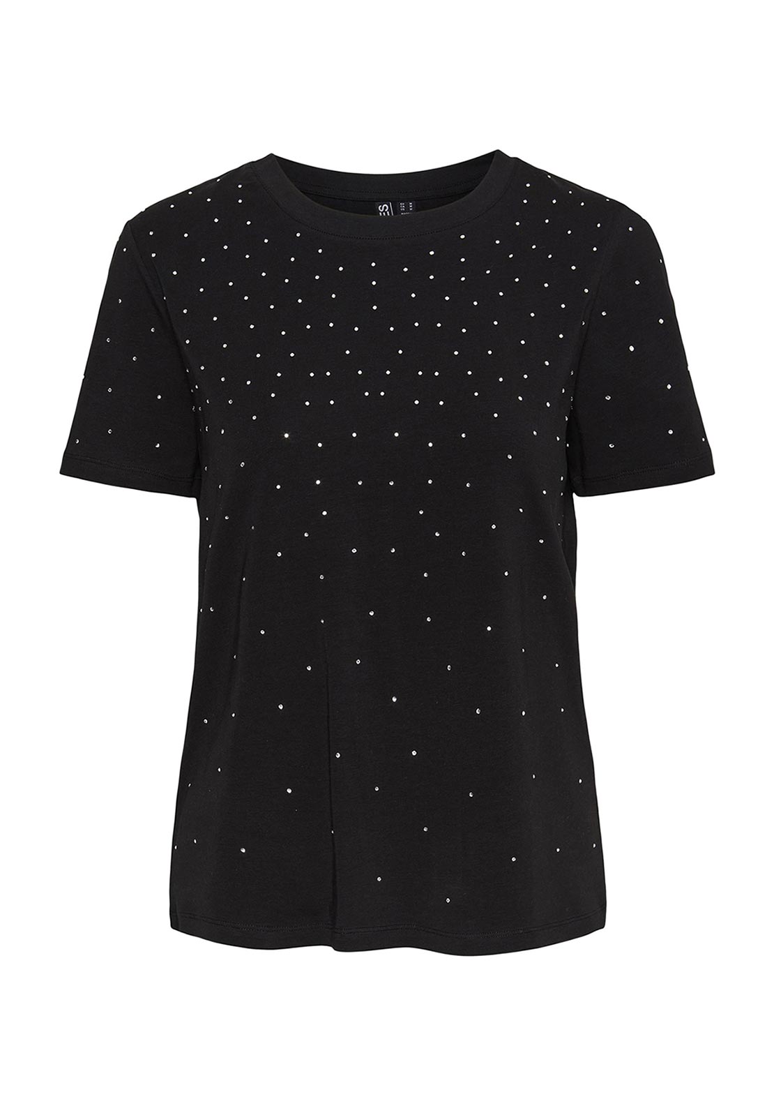 Pieces Namy Rhinestone T-Shirt, Black