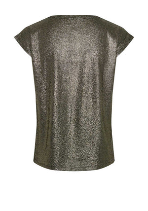 Pieces Nilana Metallic T Shirt, Gold