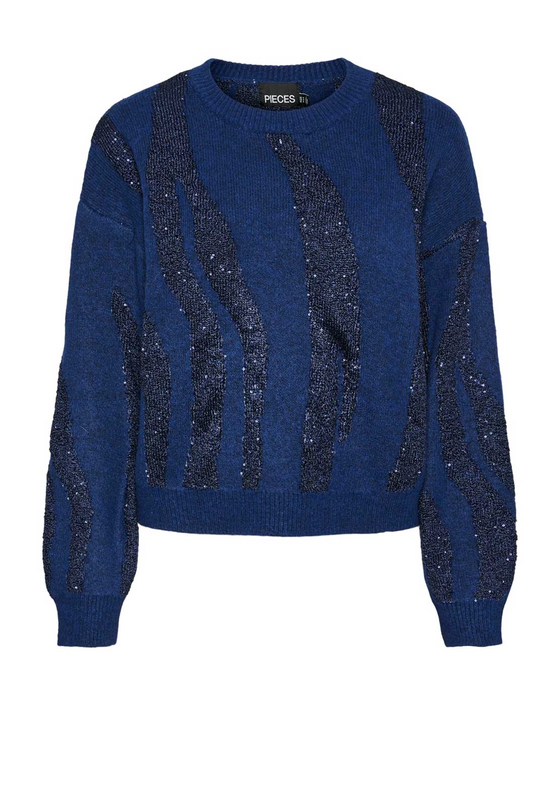 Pieces Rada Sequin Knit Junper, Bellwether Blue