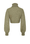 Pieces Paya High Neck Wrap Crop Jumper, Green