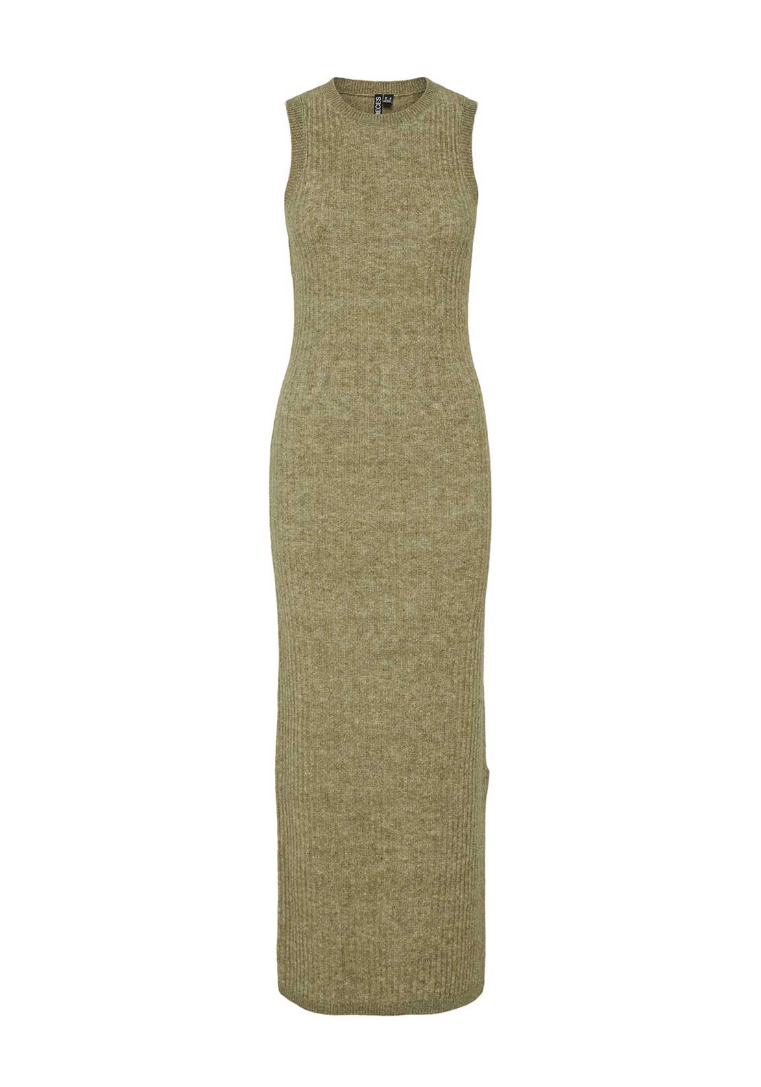 Pieces Paya Ribbed Knit Sleeveless Maxi Dress, Green