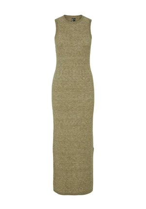 Pieces Paya Ribbed Knit Sleeveless Maxi Dress, Green